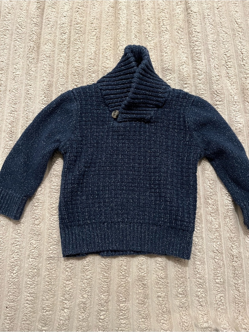 Cat & Jack Navy Shawl Collar Turtleneck Sweater